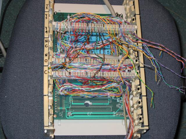 Wires from relays connected to BIX punchdown blocks
